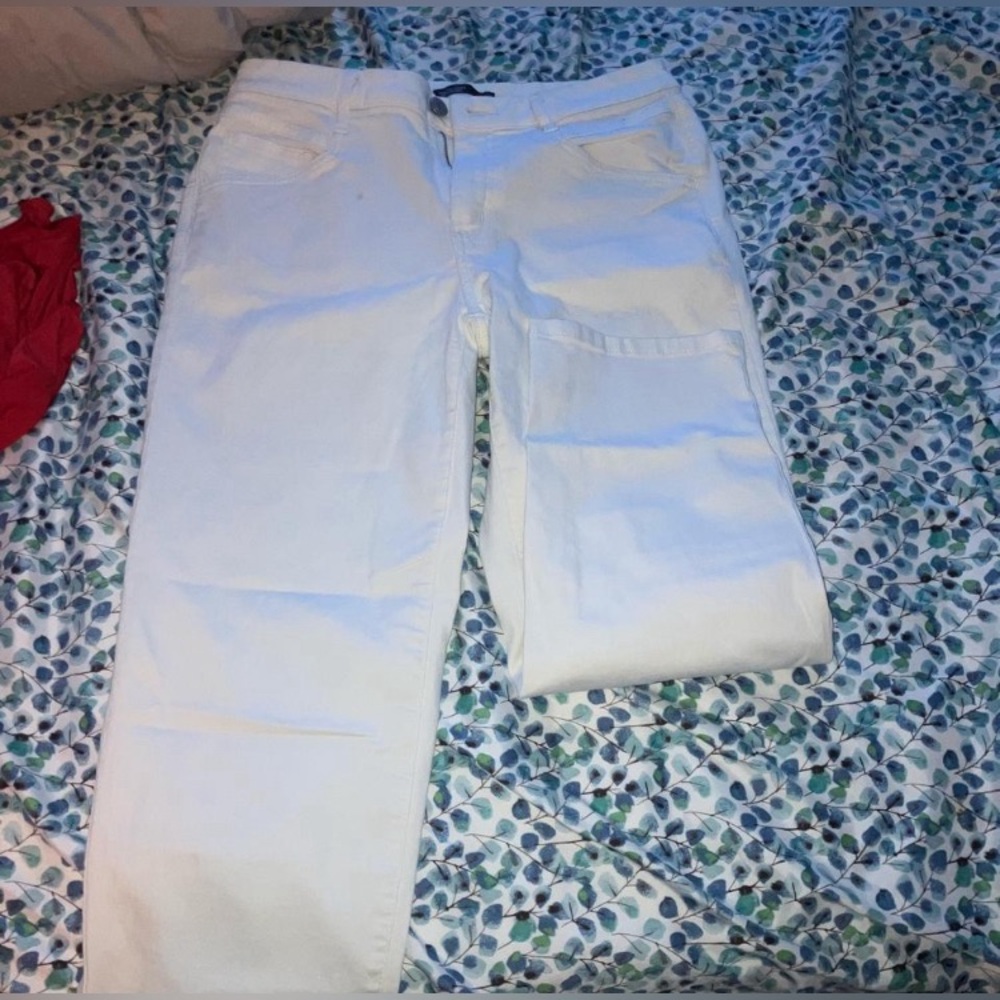 White straight leg jeans